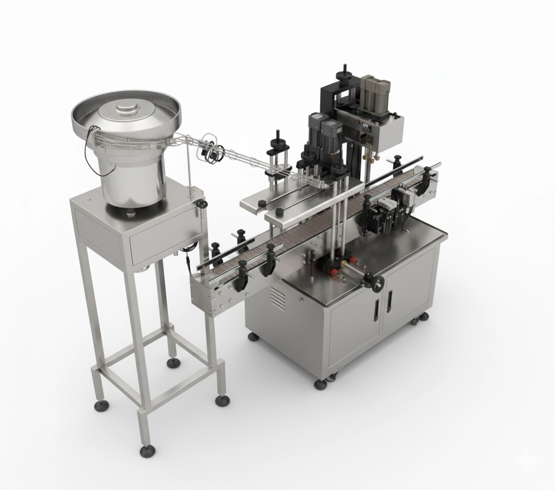 Vibrasyonlu Kapak Beslemeli 4 Top Kapak Sıkma Makinası